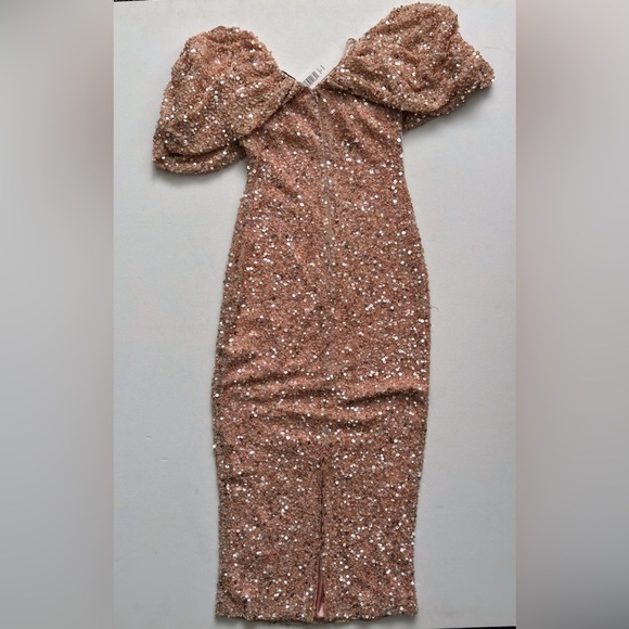 Badgley Mischka Off-the-Shoulder Sequin Dress Peony Pink size 0 gown wedding - Picture 14 of 16